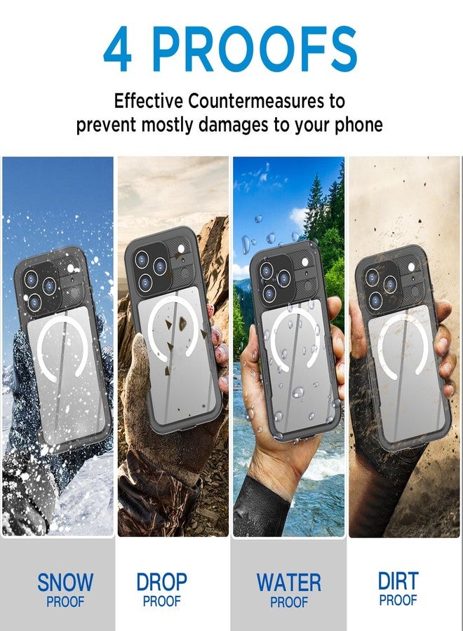 ايه اي كيس جراب AICase المقاوم للماء لهاتف iPhone 17 Pro Max مع دعم MagSafe، مقاوم للماء الشفاف، مقاوم للثلج/الغبار/الصدمات، حاصل على شهادة IP68، يوفر حماية كاملة 360 درجة، محكم الإغلاق تمامًا تحت الماء لهاتف iPhone 17 Pro Max_2 - Image 3